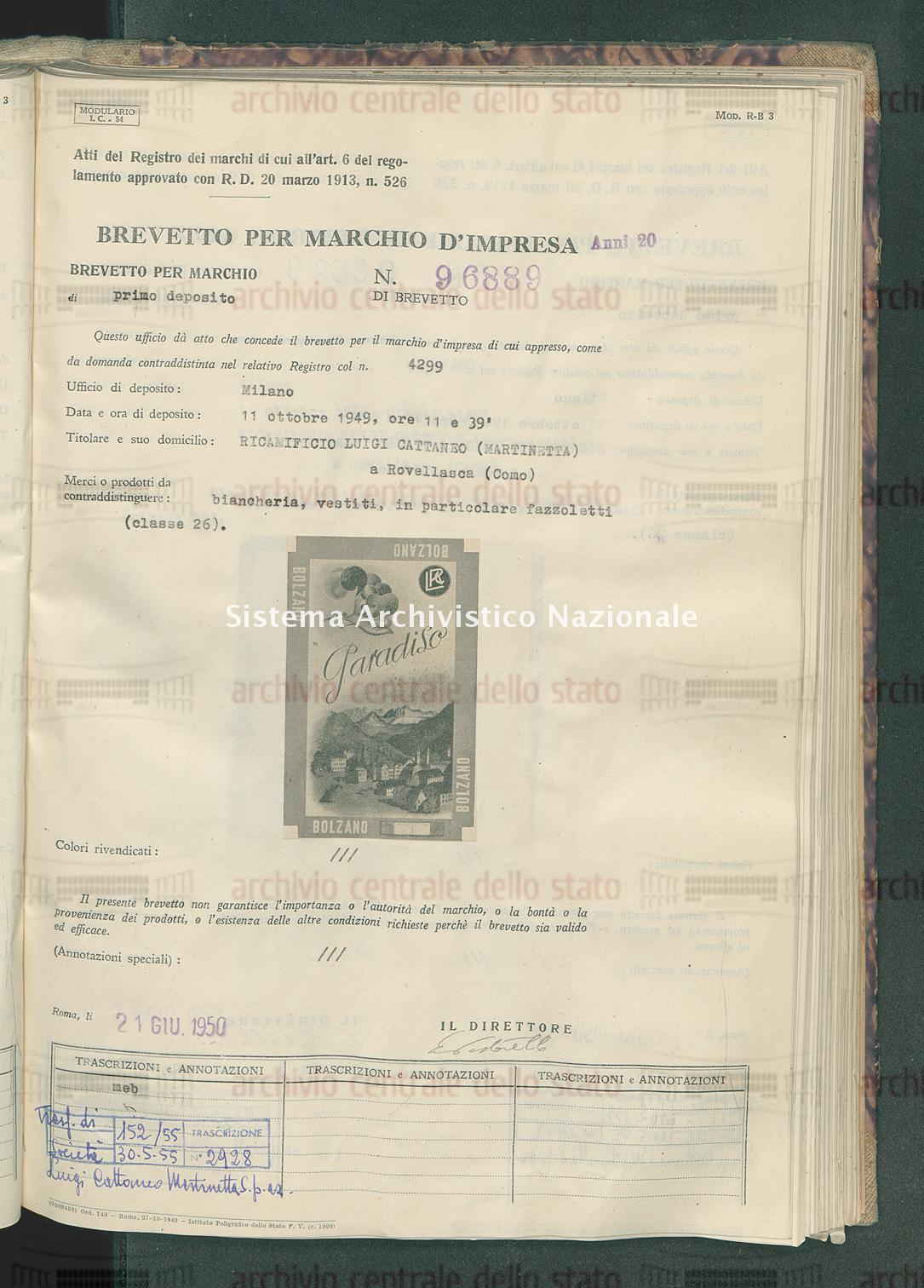 Biancheria, vestiti in particolare fazzoletti Ricamificio Luigi Cattaneo (Martinetta) (21/06/1950)