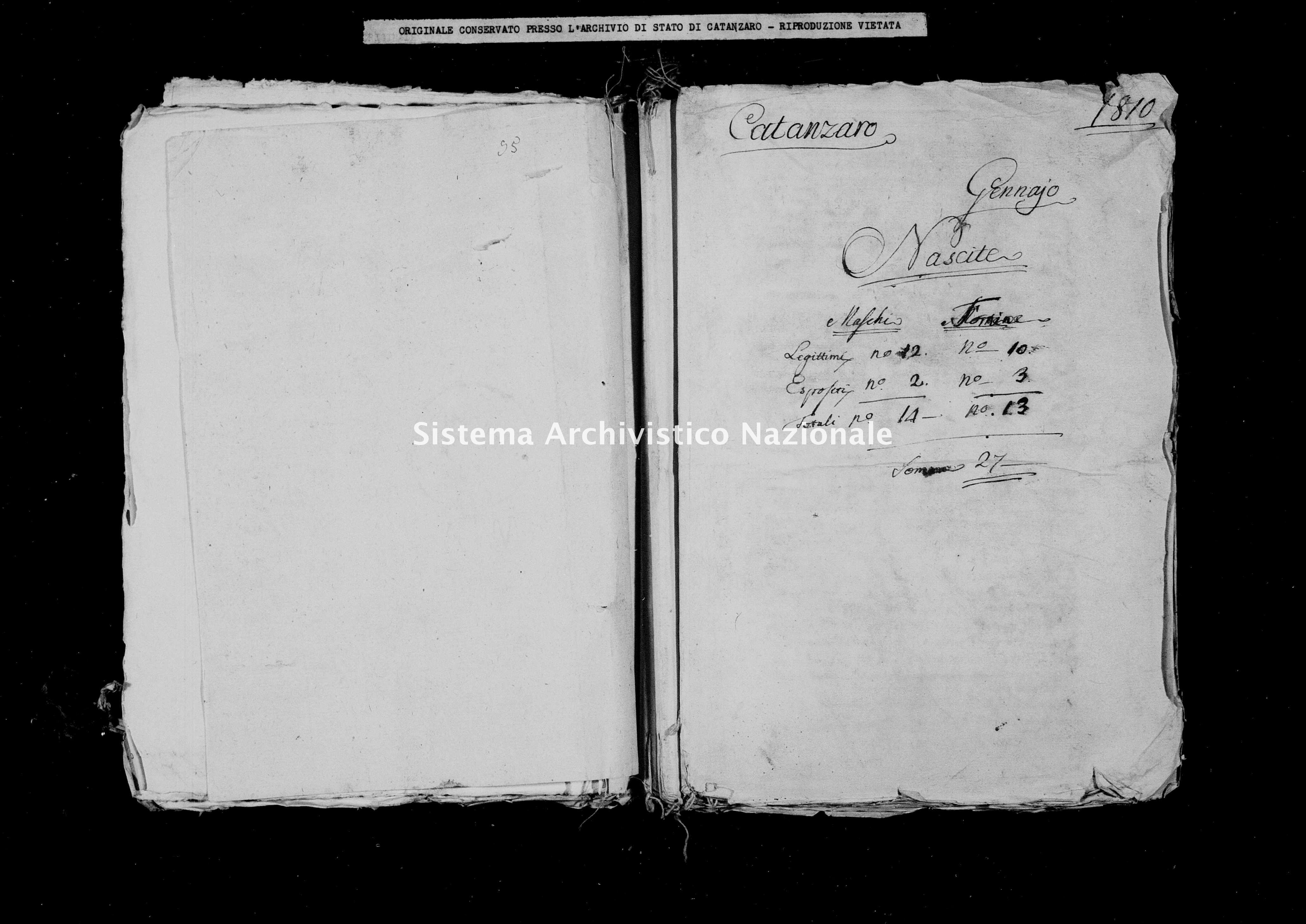 Archivio di stato di Catanzaro - Stato civile italiano - Catanzaro - Nati - 00/01/1810 -