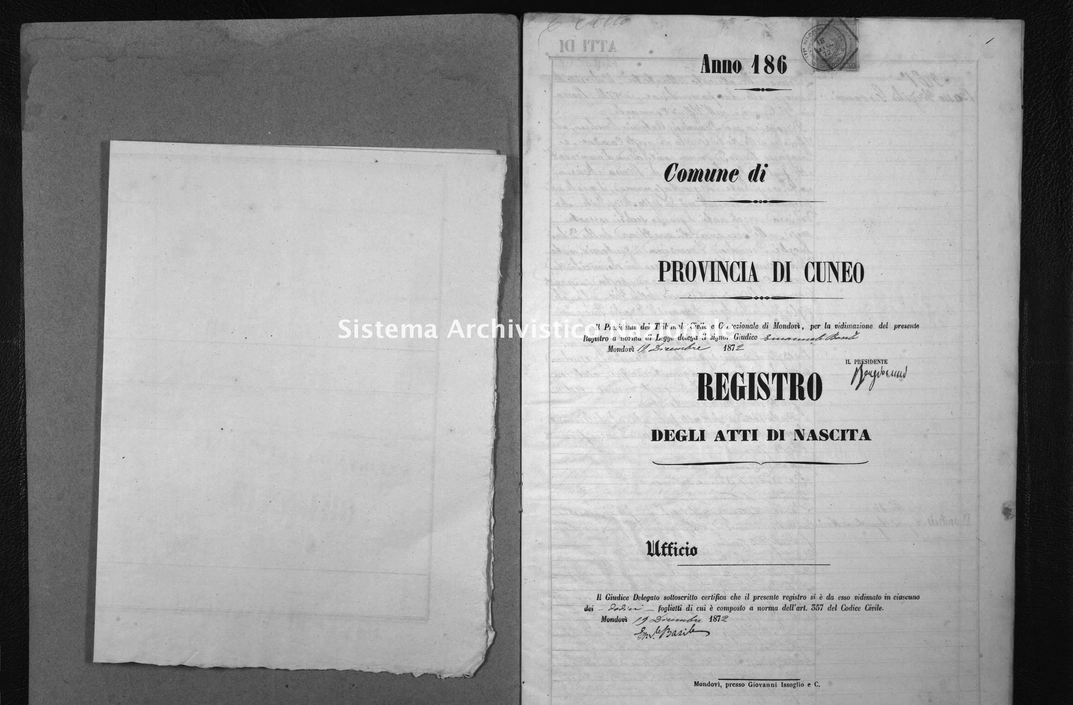 Archivio di stato di Cuneo - Stato civile italiano - Alto - Nati - 1873 -