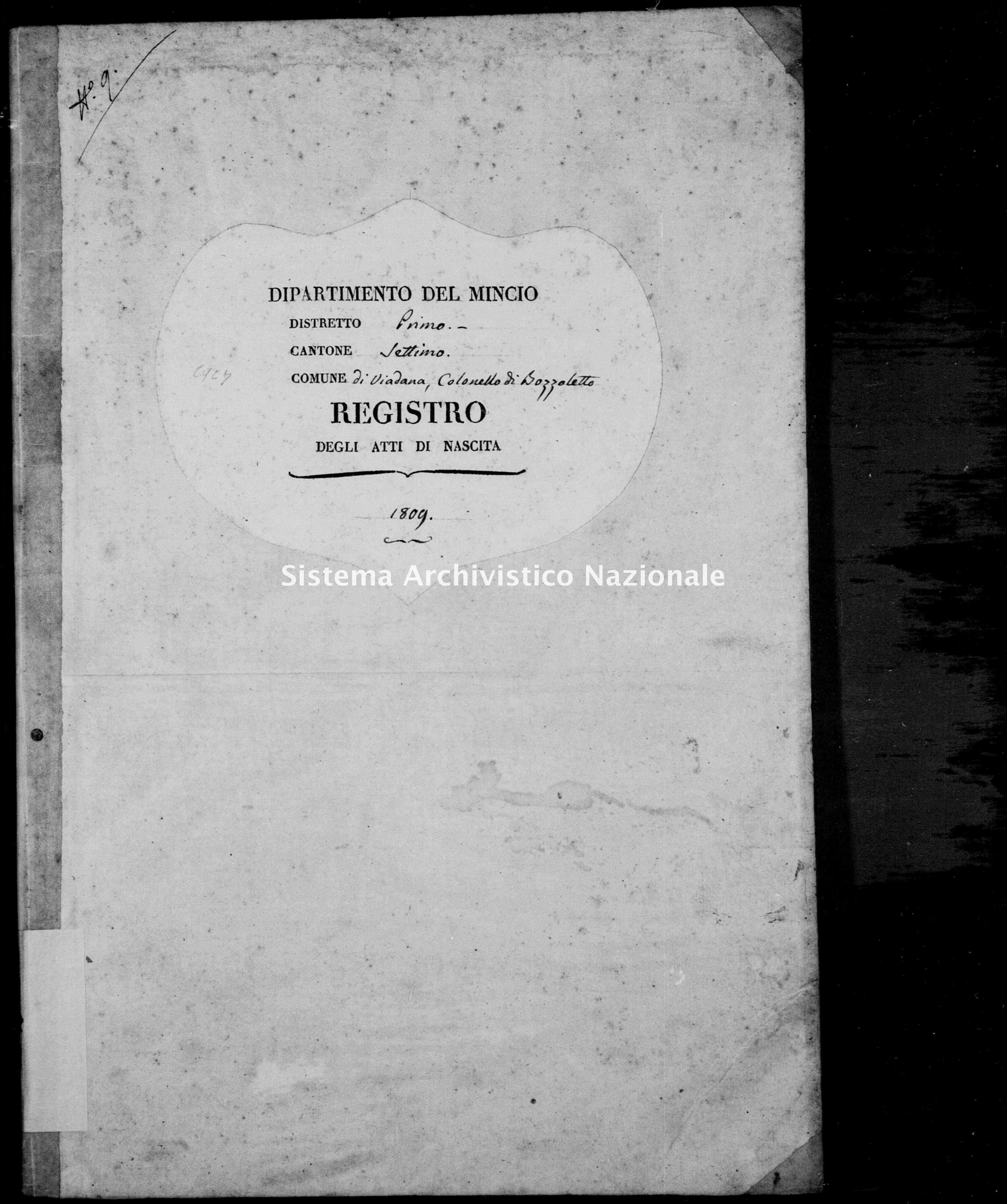 Archivio di stato di Mantova - Stato civile e anagrafe del Dipartimento del Mincio - Bozzoletto-(oggi-Buzzoletto,-frazione-di-Viadana) - Nati - 1809 - 2928 -