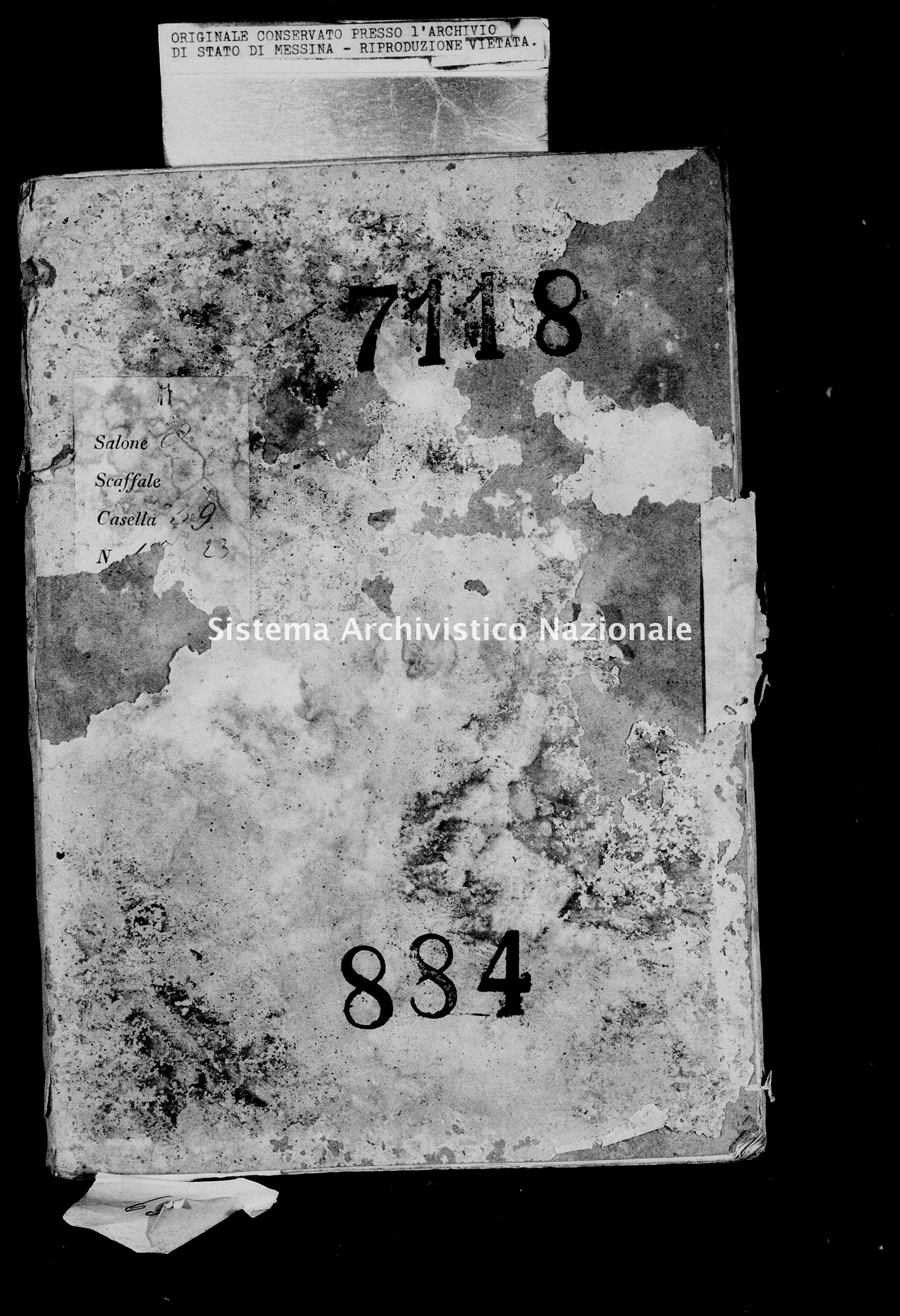 Archivio di stato di Messina - Stato civile della restaurazione - Monte Albano - Matrimoni - 1823 - 884 -