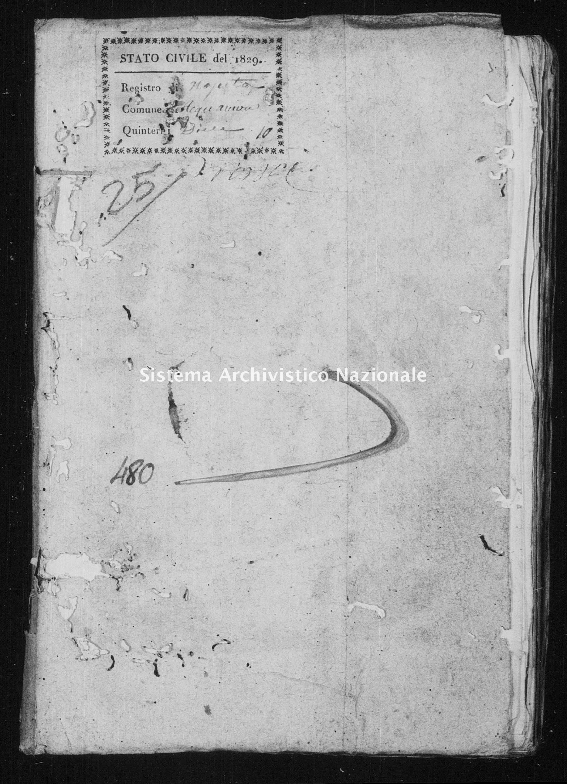 Archivio di stato di Bari - Stato civile della restaurazione - Acquaviva - Nati - 1829 -