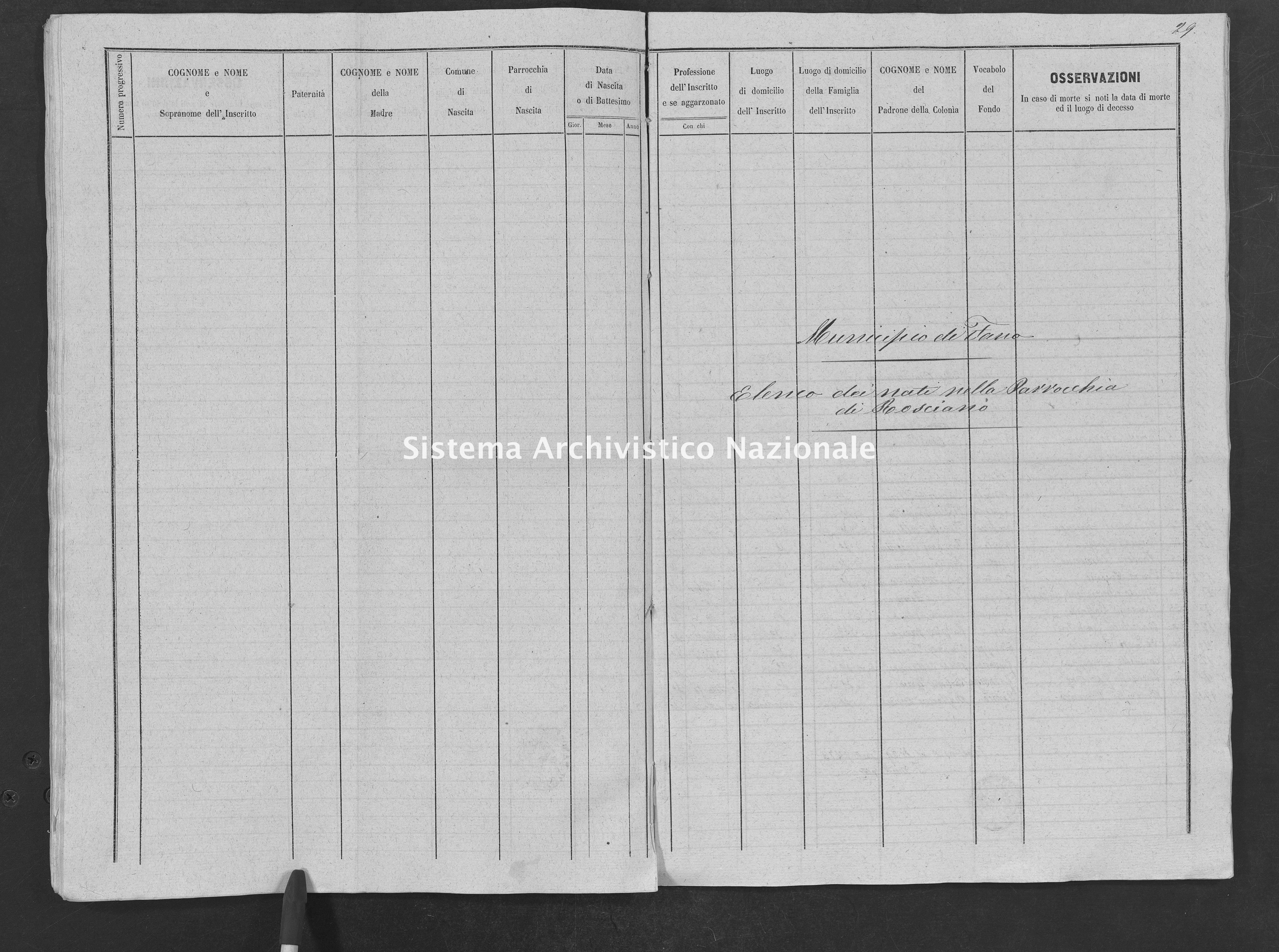 Archivio di stato di Fano - Stato civile della restaurazione - Rosciano - Nati, battesimi (maschi) - 1854 - 108 -