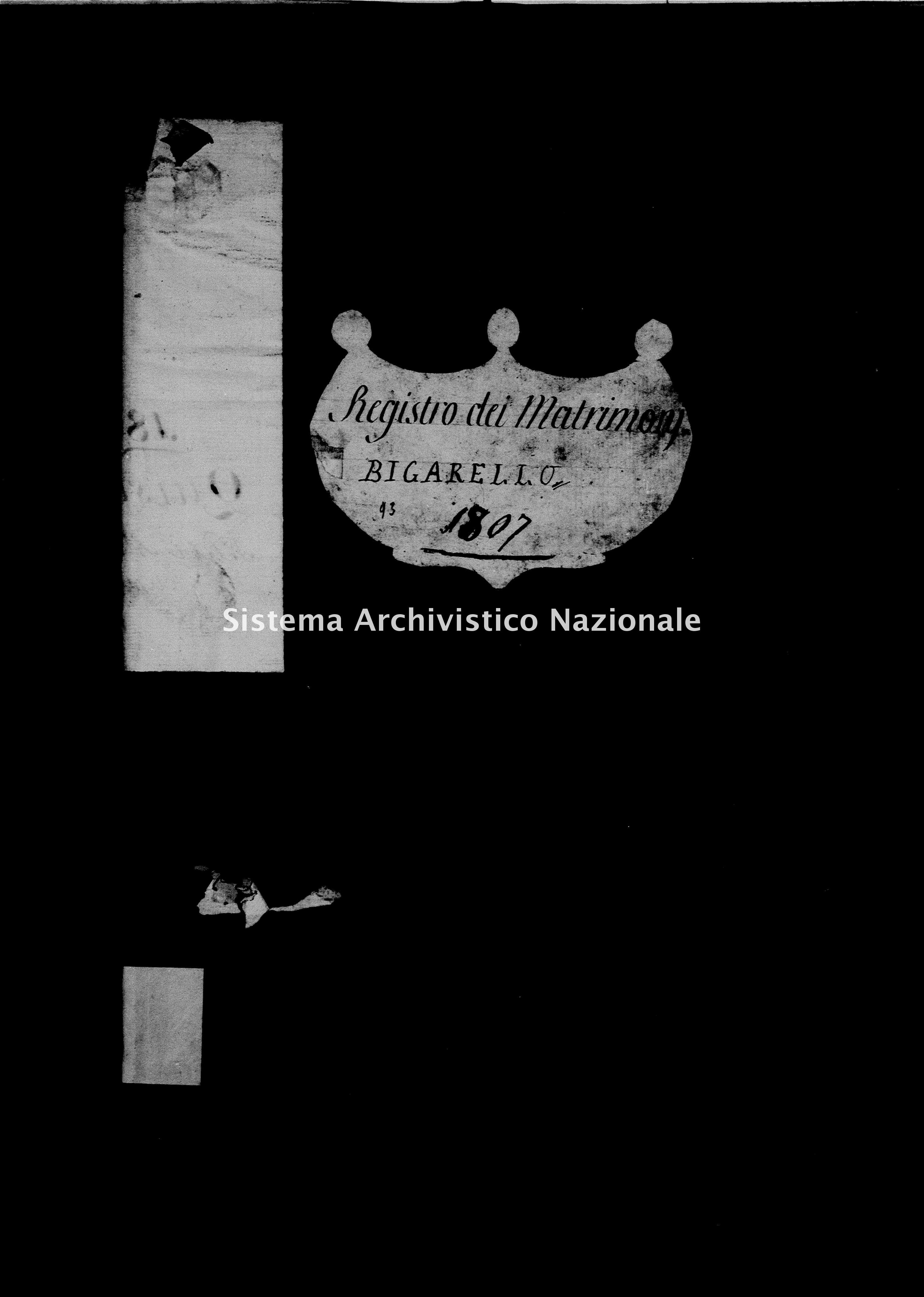 Archivio di stato di Mantova - Stato civile e anagrafe del Dipartimento del Mincio - Bigarello - Matrimoni - 1807 - 93 -