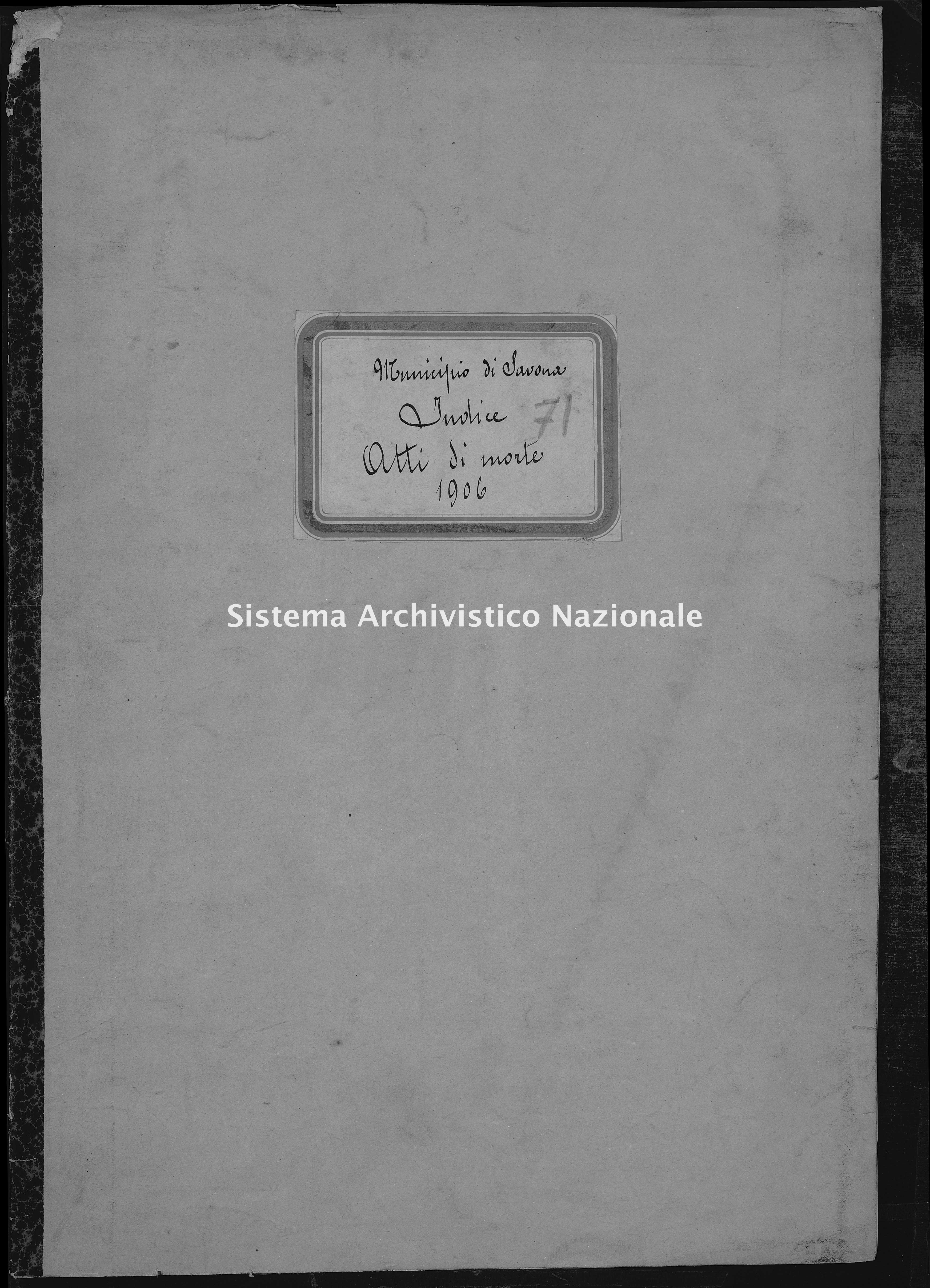 Archivio di stato di Savona - Stato civile - Savona - Morti, indice - 1906 - 71 -