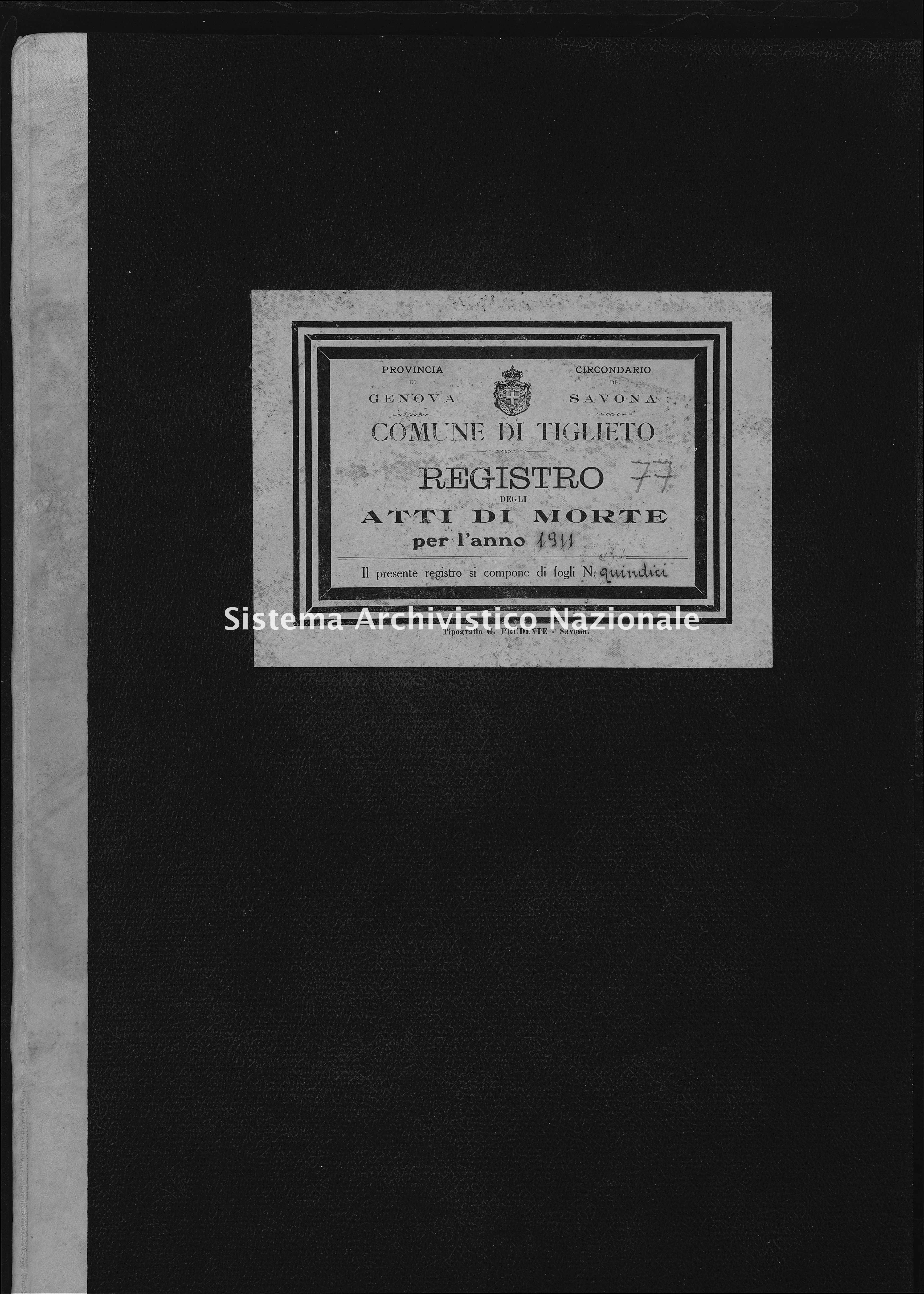 Archivio di stato di Savona - Stato civile - Tiglieto - Morti - 1911 - 77 -