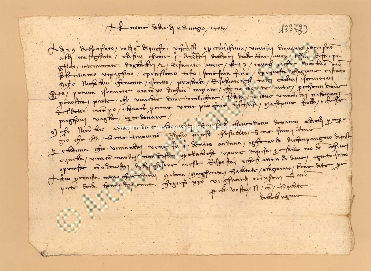 Archivio di Stato di Prato, Fondo Datini, Lettere di vari a Francesco Datini, 1091.104 Lettere Di Compagni Niccolò a Datini Francesco Di Marco (busta 1091, inserto 104, codice 133733)