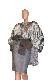 Giacca-caban di organza di seta grigio tortora, con ricamo ”cornely”; lunghezza 7/8; maniche a kimono; senza collo