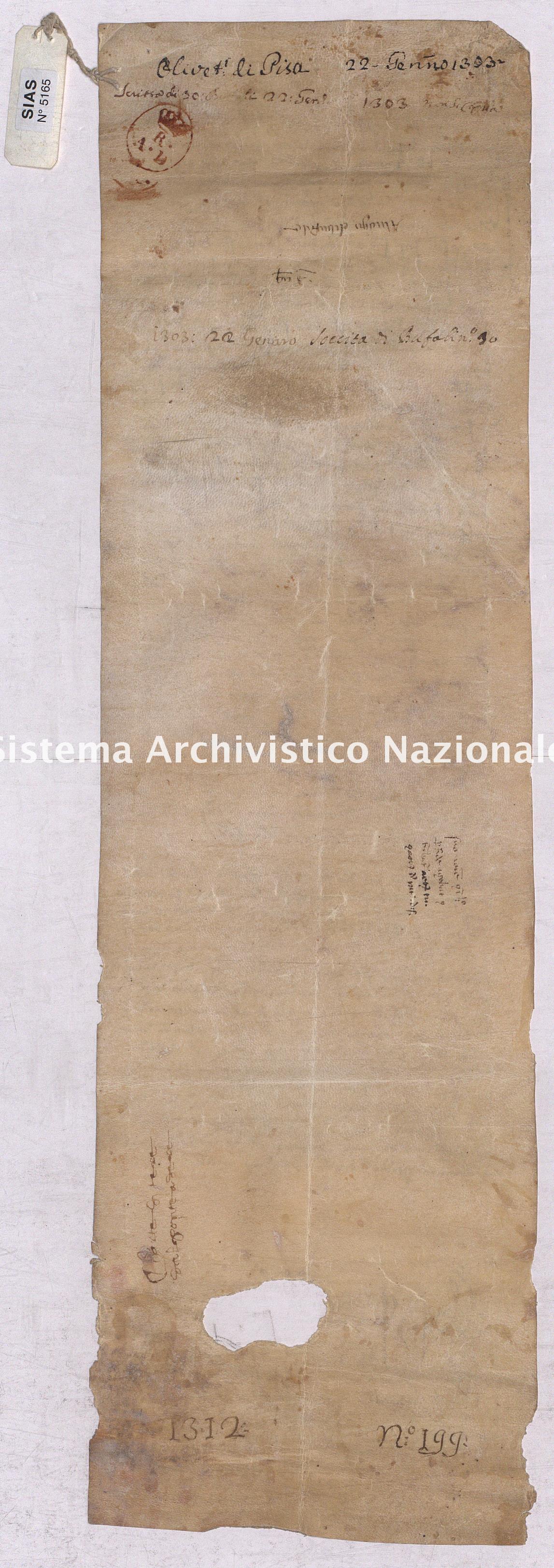 Archivio di Stato di Pisa, Diplomatico, Olivetani, Pergamena OLI05165