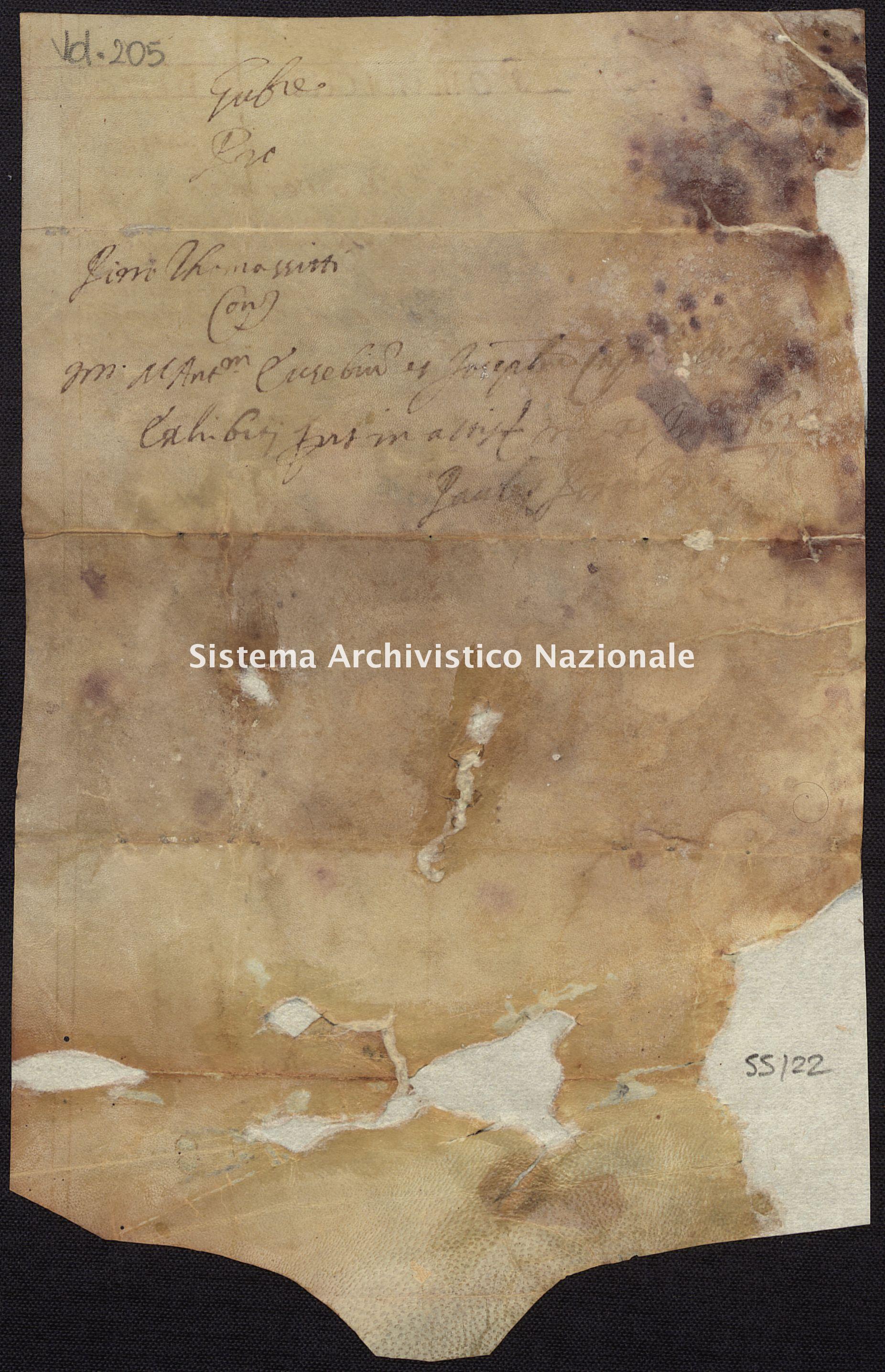 Archivio di Stato di RIETI, Pergamene provenienti dal restauro, Pergamena 55/0022